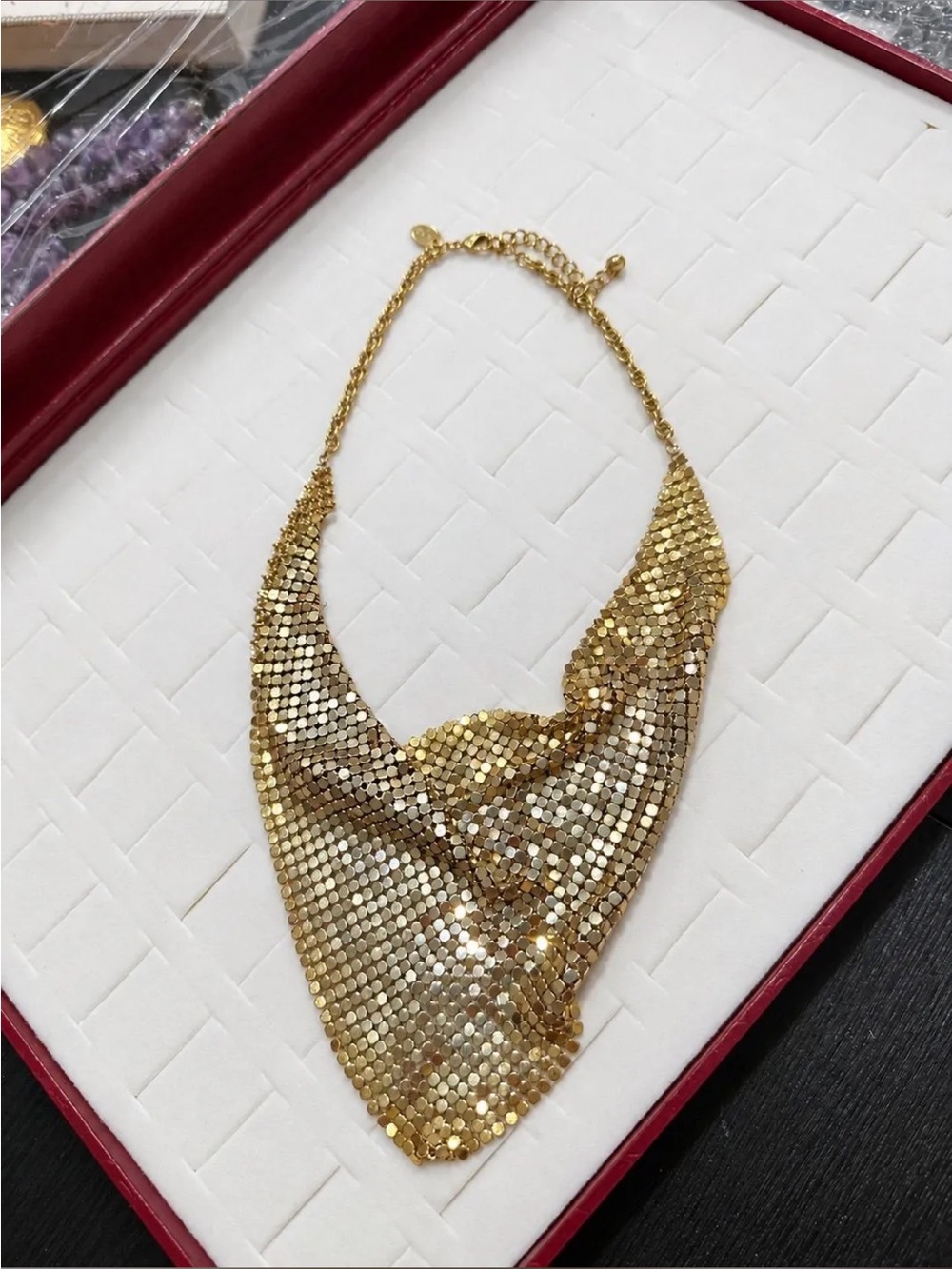 Vintage Gold Tone Mesh Necklace